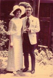 Wedding Day, May 27 1972, Garden of Dr. Jeri Richardson in Tuscaloosa, AL